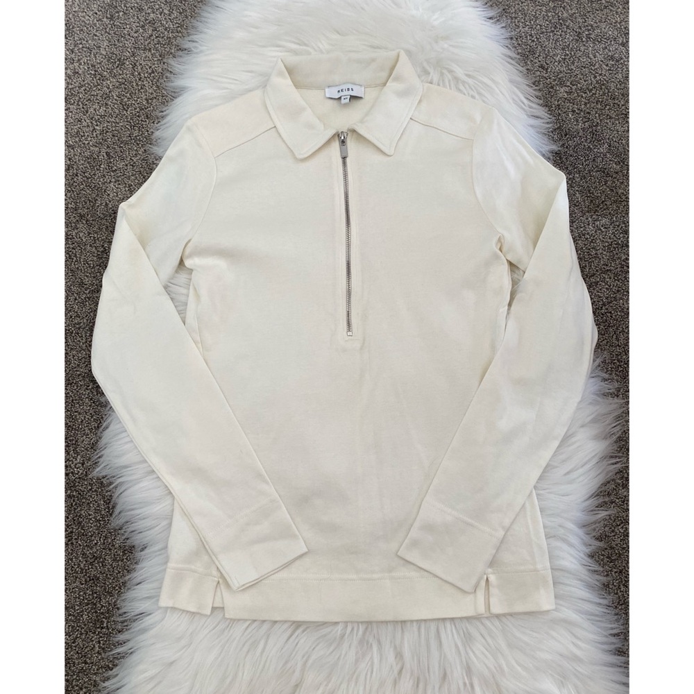 Reiss 100% Cotton Zipper Pullover Top - Picture 9 of 9